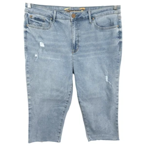 Seven7 Plus Size 18W Jeans Distressed Capri Light Blue Breezy Crop Cut Off 556 - Bild 1 von 12