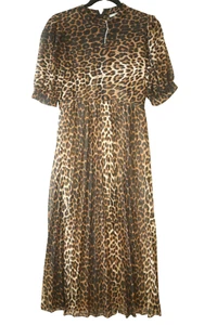 ASOS Maternity Women's 6 Animal Print Chiffon Short Sleeve A-Line Midi Dress New - Picture 1 of 8