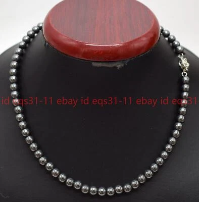 Fashion Black Magnetic Hematite Beads Health Care Necklace Women Men Jewelry - Image 1 of 4