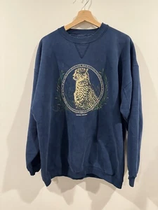 Vintage One World One Chance Cheetah Crewneck Sweatshirt - XL - Faded Blue - Bild 1 von 4