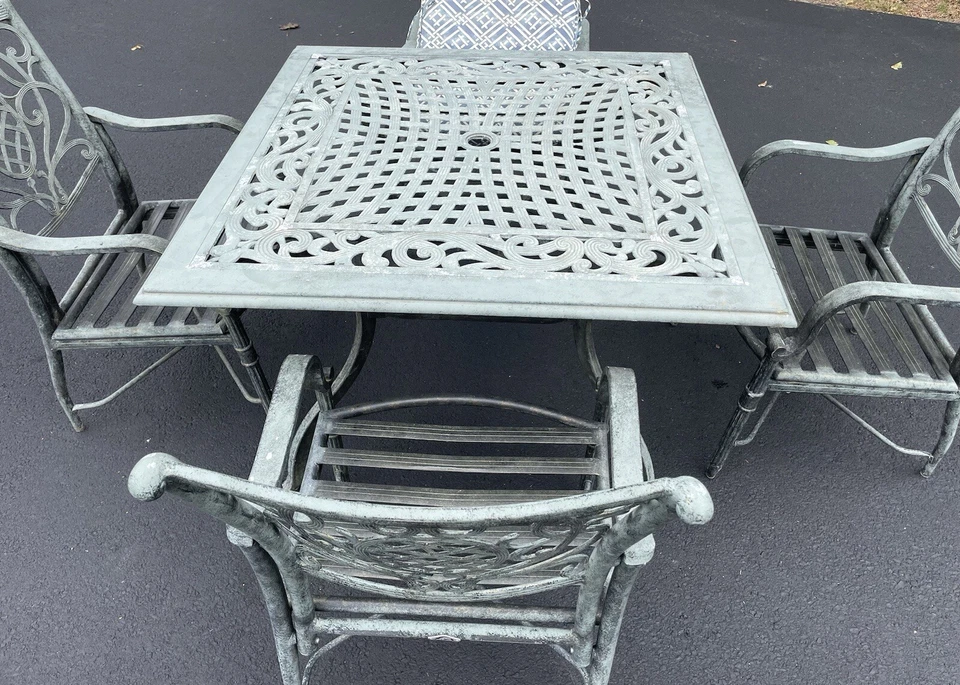 Hampton Bay Metal Patio Set With Cushions, 4 Chairs & Table - Image 1 of 4