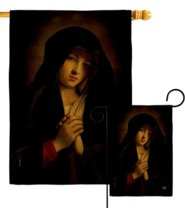 The Madonna in Sorrow Burlap Garden Flag Religious Faith Decorative Yard Banner - Picture 1 of 19