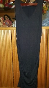 LAPIS BLACK WITH GOLD GLITTER BODY HUGGING LONG DRESS SIZE L NWT DTRETCH - Picture 1 of 5