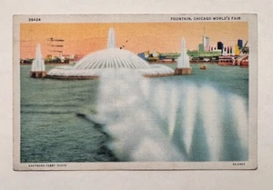 1933-4 Chicago Weltausstellung Expo Brunnen 40' hoch Kaufmann Fabry Leinen Postkarte - Bild 1 von 2
