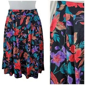 Falda Floral Vintage Talla Grande Elástica Cintura Elástica Rosa Tropical Hawaiana - Imagen 1 de 9