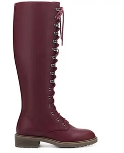 NEW Aerosoles Aiden Tall Lace Up Bordeaux  Boots Lug Sole Womens Size 6. - Picture 1 of 11