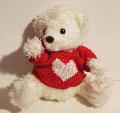 AVON COLECCIONABLES PELUCHE BLANCO DÍA DE SAN VALENTÍN OSO DE PELUCHE ROJO SUÉTER CORAZÓN 1996 Foto 1 de 2