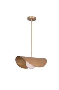 1 Light Globe Curved Dome Mid Century Brass Sputnik chandelier light Fixture - Picture 1 of 8