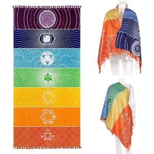 Rainbow Chakra Tapestry Beach Yoga Mat Sunscreen Shawl BEST Tapestry Hippy R3A7