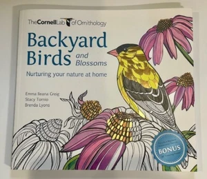 NEW BACKYARD BIRDS AND BLOSSOMS ADULT COLORING BOOK CORNELL LAB PUBLISHING - Picture 1 of 5