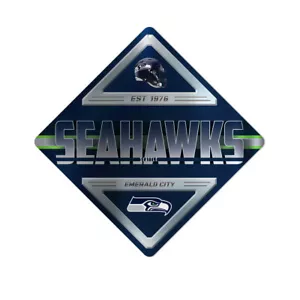 NFL Seattle Seahawks 12" Metallic Metal Diamond Wall Sign Fan Decor! - Picture 1 of 1