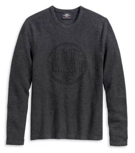 Harley-Davidson Circle Stitched Logo Pullover Waffle Knit Gray 96130-20VM Large - Picture 1 of 1
