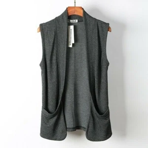 Herren Weste Weste Strickjacken Jacke ärmellos Oberteile Oberbekleidung Freizeit Tasche einfarbig - Bild 1 von 11