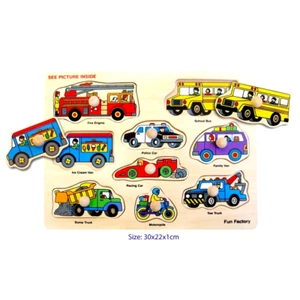 Puzzle de vehículos con perilla de madera 2+ - Imagen 1 de 1