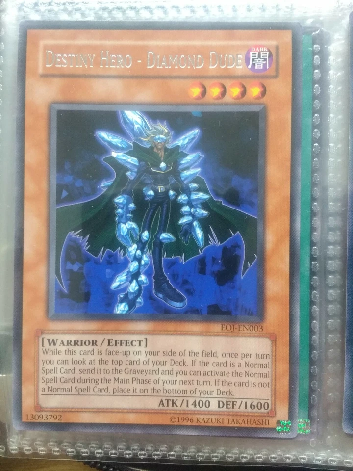 YuGiOh! Destiny HERO Diamond Dude EOJ-EN003 Rare mint sleeved free postage - Photo 1/1