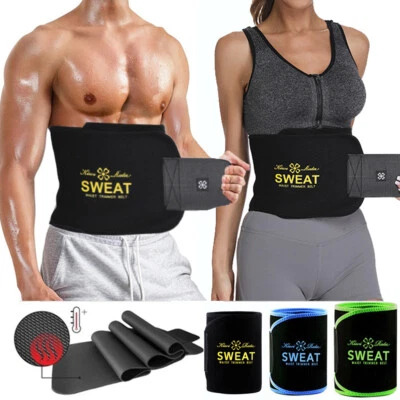 Women Men Waist Trainer Abs Belt Fat Burner Sweat Weight Loss Tummy Body Shaper - image 1 of 4