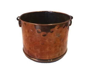 VINTAGE ROUND COPPER FLOWER POT / PLANTER NIELSON DENMARK 1950's 2 RING HANDLES - Picture 1 of 7