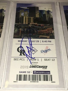 LA Dodgers v Rockies Ticket Stub - 7/29/19 - Mark Prior Auto Autograph - Picture 1 of 2