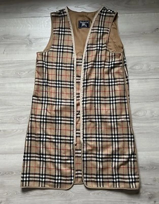 Burberrys подкладка длинный Gilet Nova чек винтажный 100% шерсти Burberry унисекс - Изображение 1 из 4