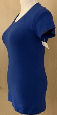 NUEVO CON ETIQUETAS ~ Danskin Now ~ Mujer Manga Corta ~ Cuello en V ~ Camiseta ~ Royal Spice ~ Algodón/Spandex Foto 1 de 4