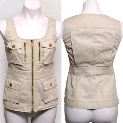 Chaleco de safari utilitario con bolsillos con parche Jason con cremallera Tory Burch para mujer talla 2 Foto 1 de 4