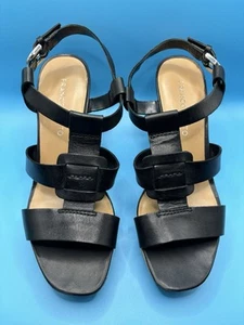 Sandalia plataforma cuña corcho cuero negro Franco Sarto Cera 7,5 primavera verano - Imagen 1 de 12