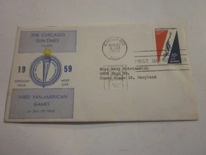 US COVER 1959 PAN AMERICAN GAMES FDC #C56 THE CHICAGO SUN TIMES CACHET - Picture 1 of 3