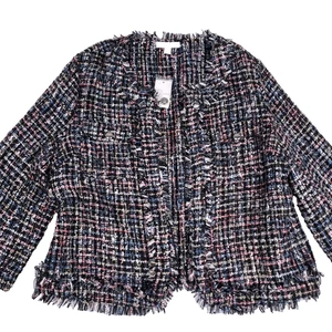 Giacca Est 1946 Tweed Frange XL Multicolore Classico Revival Ragazza Francese Power - Foto 1 di 8
