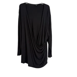 Universal Standard Surplice geraffte Bluse Größe 2X (30-32) schwarz Langarm - Bild 1 von 10