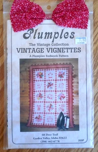 NEW  Plumples "Vintage Vignettes" Redwork Embroidered Wall Quilt Pattern  25x37 - Picture 1 of 3