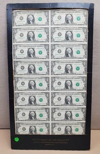 1981 FRN Uncut Sheet of Sixteen (16) $1 One Dollar Notes - Picture 1 of 8