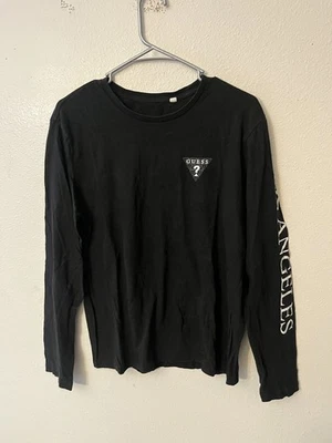 Guess Logo Long Sleeve Graphic Tee Size Large Black - Image 1 of 4