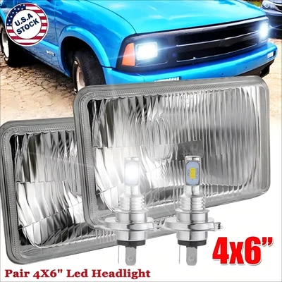 Faros LED 4x6 Alta Baja Lente de VIDRIO de haz sellado para Chevy S10 Blazer 1994-1997 A Foto 1 de 4