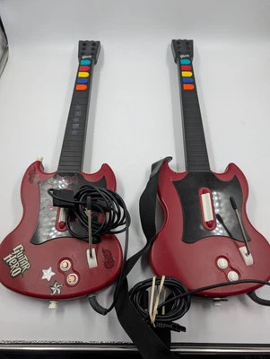 PS2 Guitar Hero Red Octane Wired Controller PlayStation 2 Lot Of 2 Tested  - Image 1 of 4