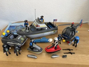 Playmobil 9043 US Police Polizei Boot Hubschrauber JetSki Unterwassermotor - Bild 1 von 12