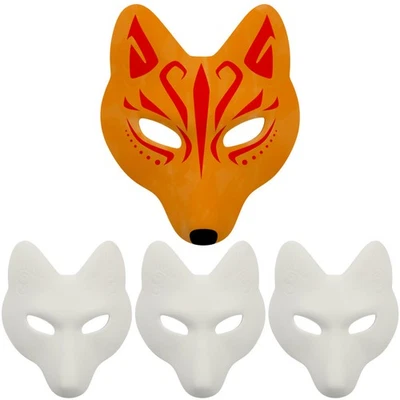  4pcs maschera volpe bianca bianca maschera dipinti dipinti dipinti maschere per - Immagine 1 di 4