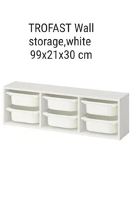 Ikea TROFAST Wall storage, white frame 93x21x30 cm with 6 white boxes , - Picture 1 of 2
