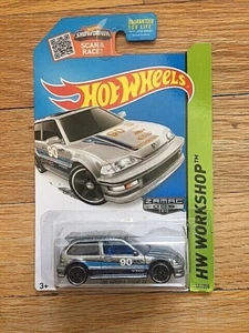 2015 Hot Wheels Zamac '90 Honda Civic EF HW Workshop #197/250 silber mit blau - Bild 1 von 1