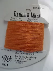 NEW Rainbow Gallery Rainbow Linen 100%Linen Needlepoint Cross Stitch R414 Orange - Picture 1 of 4