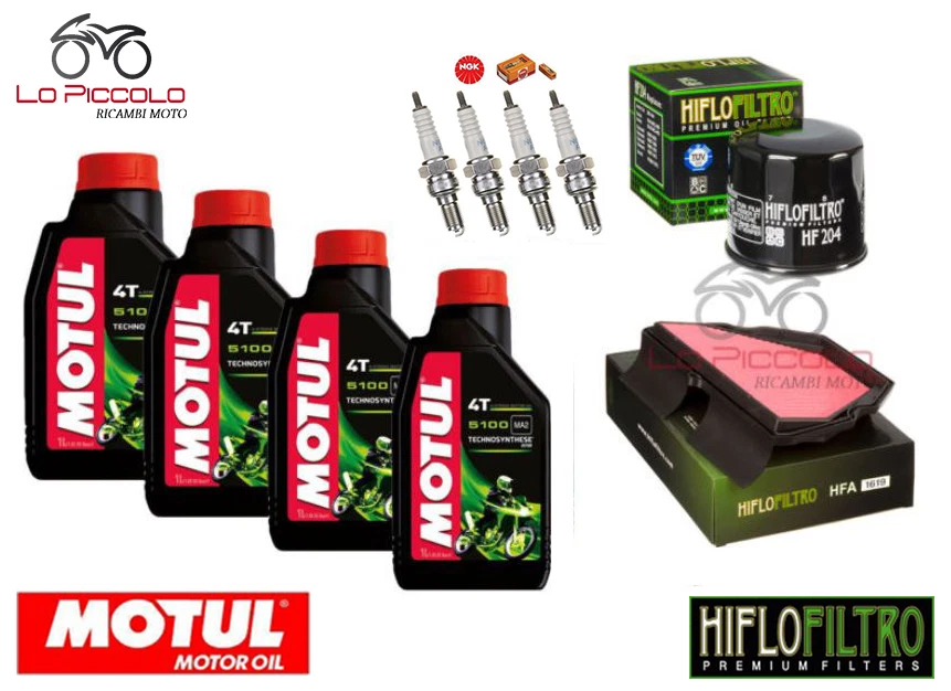 KIT TAGLIANDO 4LT MOTUL 5100 + FILTRI E CANDELE HONDA CBR 600 F 2004 2005 2006