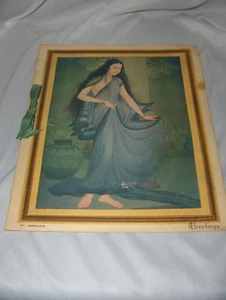 Vintage Christmas Greeting Card Blue Dancer Greetings By Dabholker Nallini - Picture 1 of 8