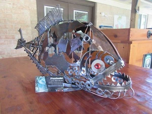 Metal Piranha Sculpture-Welded Art-Scrap Metal-Steel Art-Fish Sculpture-Welding - Picture 1 of 10
