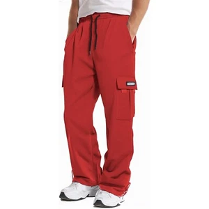 Mens Fleece Cargo Sweatpants Baggy Elastic Waist Drawstring Joggers Trouser - Picture 1 of 31