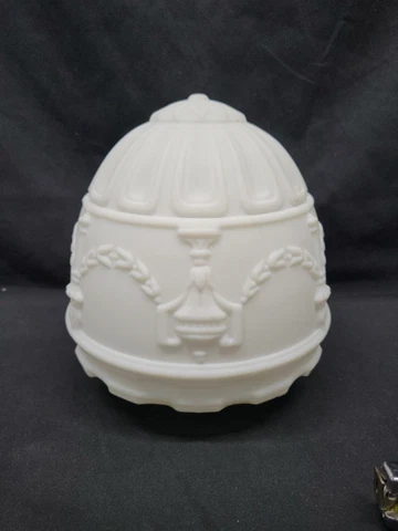 Antique Victorian Glass Lamp Shade White Bisque 7×6 # 4830 Cover
