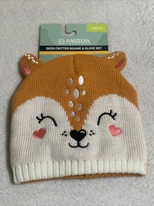 Magellan Outdoor Deer Critter Youth Beanie & Glove Set NWT! - Picture 1 of 3
