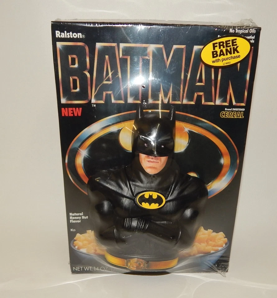 Cereal Batman Ralston 1989 juguete vintage nuevo en stock con banco - sellado de fábrica Foto 1 de 4
