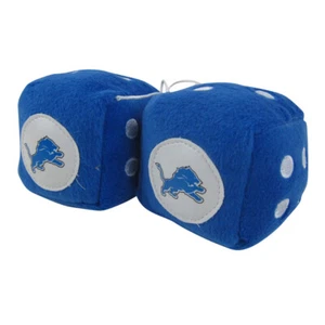 New NFL Detroit Lions Plush Fuzzy Dice Rear View Mirror Dangle Hanging - Picture 1 of 1