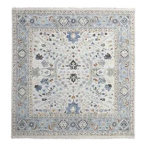 10'x10' Summer Gray Oushak All Over Floral Wool Hand Knotted Square Rug G84859 - Picture 1 of 11