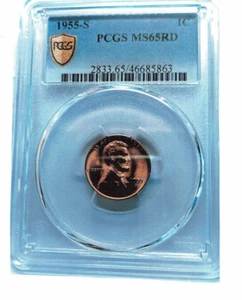 1955-S LINCOLN PENNY MS 65 RED - Picture 1 of 4