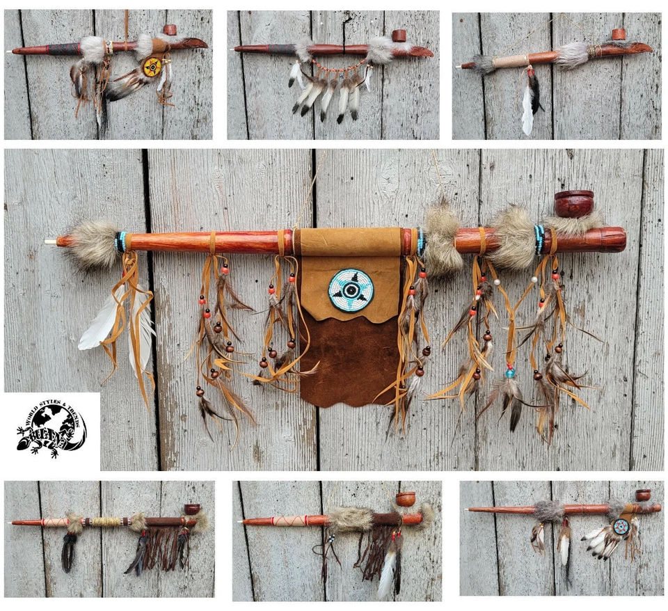 WORLD BUANA PEACE PIPE CALUMET NEW BOXED NATIVE INDIAN STYLE HANDMADE FUNCTIONAL DECORATIVE